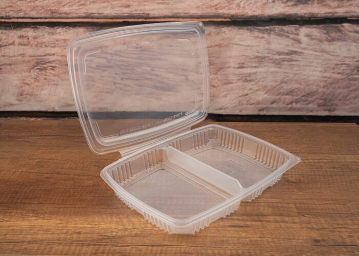 Packmaster CF02 2-Compartment Leakproof and Tamper Evident Container Open Lid View
