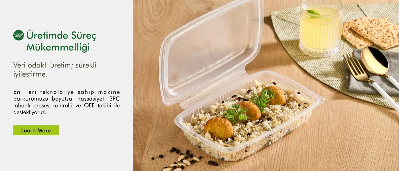 Packmaster teknolojisi ile geliştirilen sızdırmaz paket servis kabı.