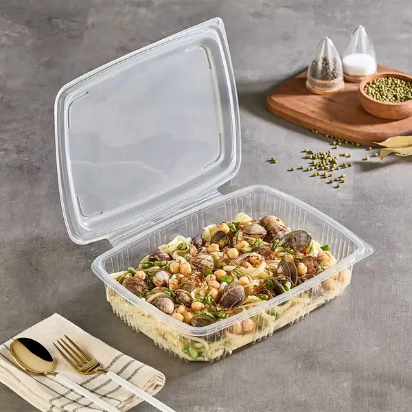Wholesale 1-compartment takeout containers with airtight leak-proof lids for single portion meal delivery.